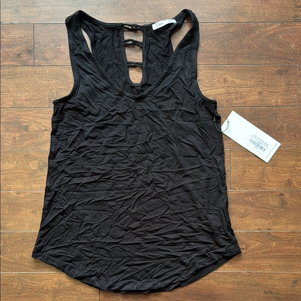 BNWT Dex Black Sleeveless Top with Cutout Back
